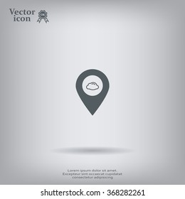 Illustration of an isolated map mark with a cloud icon