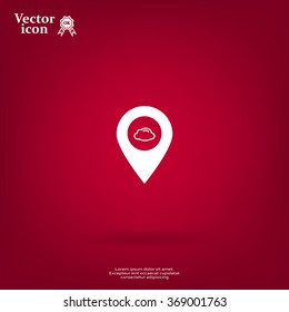 Illustration of an isolated map mark with a cloud icon