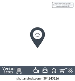 Illustration of an isolated map mark with a cloud icon