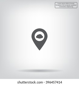 Illustration of an isolated map mark with a cloud icon