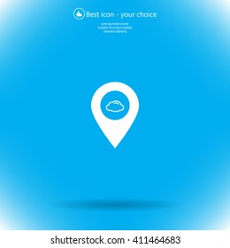 Illustration of an isolated map mark with a cloud icon