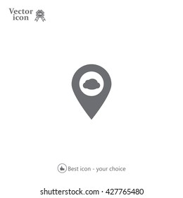 Illustration of an isolated map mark with a cloud icon