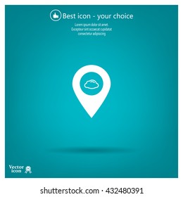 Illustration of an isolated map mark with a cloud icon