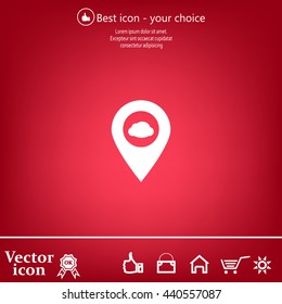 Illustration of an isolated map mark with a cloud icon
