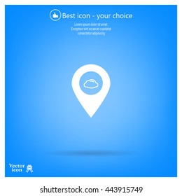 Illustration of an isolated map mark with a cloud icon