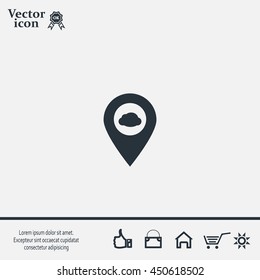 Illustration of an isolated map mark with a cloud icon
