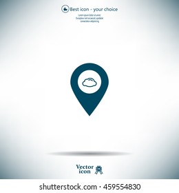 Illustration of an isolated map mark with a cloud icon