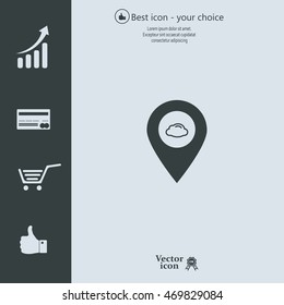 Illustration of an isolated map mark with a cloud icon