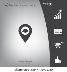 Illustration of an isolated map mark with a cloud icon