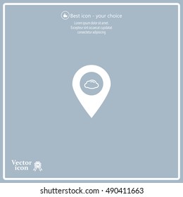 Illustration of an isolated map mark with a cloud icon
