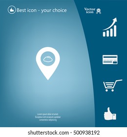 Illustration of an isolated map mark with a cloud icon