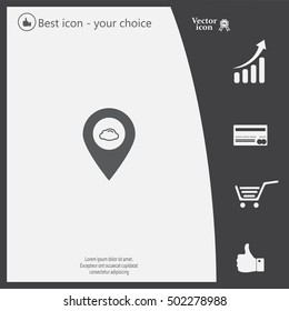Illustration of an isolated map mark with a cloud icon