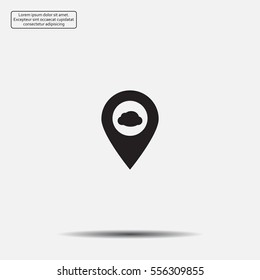 Illustration of an isolated map mark with a cloud icon