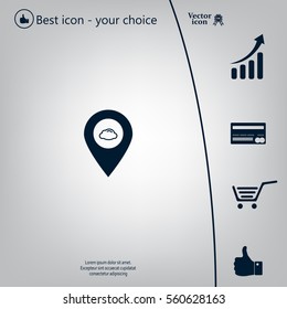 Illustration of an isolated map mark with a cloud icon