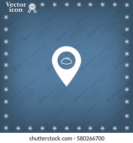 Illustration of an isolated map mark with a cloud icon