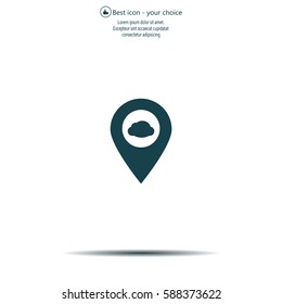 Illustration of an isolated map mark with a cloud icon