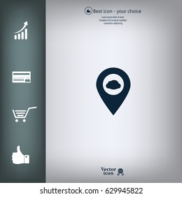 Illustration of an isolated map mark with a cloud icon