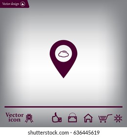 Illustration of an isolated map mark with a cloud icon
