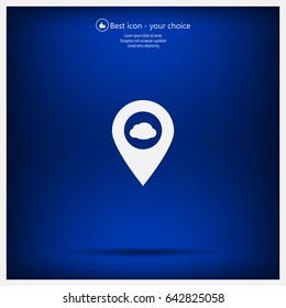 Illustration of an isolated map mark with a cloud icon