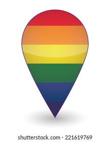  Illustration of an isolated map mark  with a gay pride flag