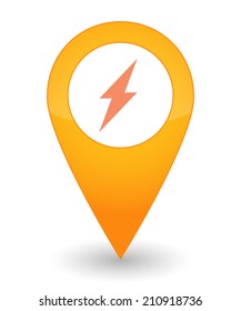 Illustration of an isolated map mark with a lightning icon