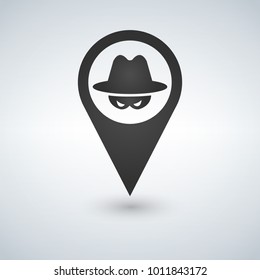 Illustration of an isolated map mark with a thief icon.