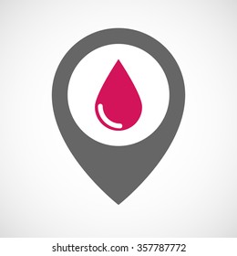 Illustration of an isolated map marker with a blood drop