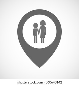 Illustration of an isolated map marker with a childhood pictogram