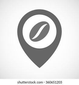 Illustration of an isolated map marker with a coffee bean