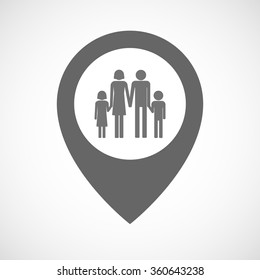 Illustration of an isolated map marker with a conventional family pictogram