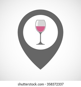 Illustration of an isolated map marker with a cup of wine