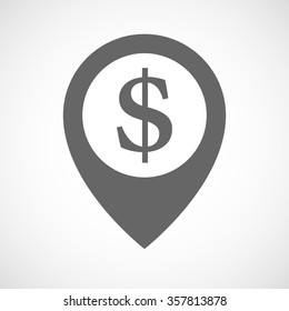 Illustration of an isolated map marker with a dollar sign 