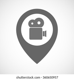 Illustration of an isolated map marker with a film camera