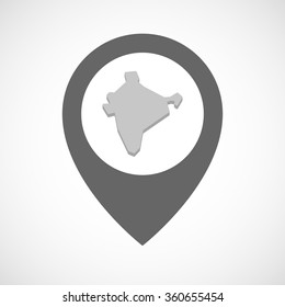 Illustration of an isolated map marker with  a map of India