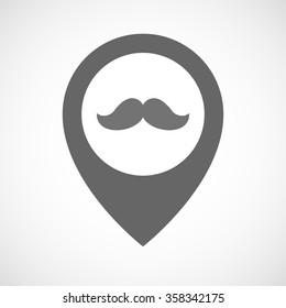 Illustration of an isolated map marker with a moustache