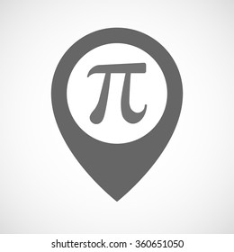 Illustration of an isolated map marker with the number pi symbol