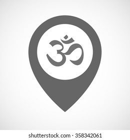 Illustration of an isolated map marker with an om sign