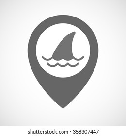 Illustration of an isolated map marker with a shark fin