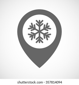 Illustration of an isolated map marker with a snow flake