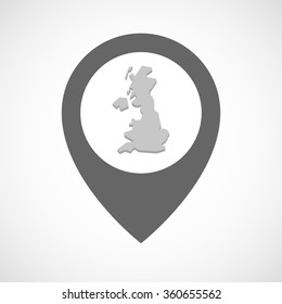 Illustration Of An Isolated Map Marker With  A Map Of The UK 