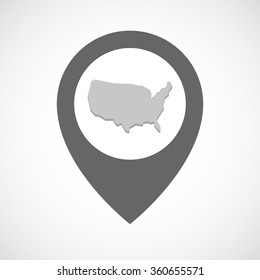 Illustration of an isolated map marker with  a map of the USA