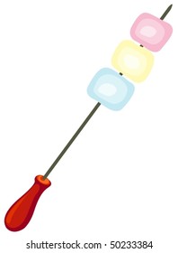 illustration of isolated marshmallows  on skewer