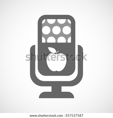 Illustration of an isolated microphone icon with an apple