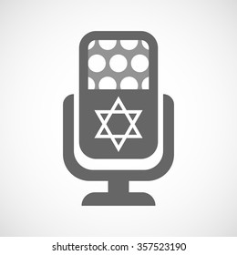 Illustration of an isolated microphone icon with a David star