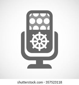 Illustration of an isolated microphone icon with a dharma chakra sign