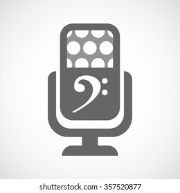 Illustration of an isolated microphone icon with an F clef