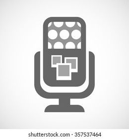 Illustration of an isolated microphone icon with a few photos