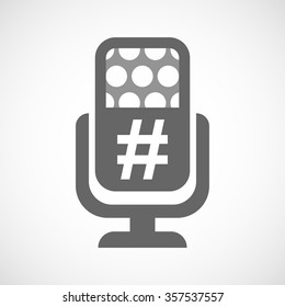 Illustration of an isolated microphone icon with a hash tag
