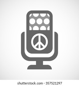 Illustration of an isolated microphone icon with a peace sign