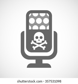 Illustration of an isolated microphone icon with a skull